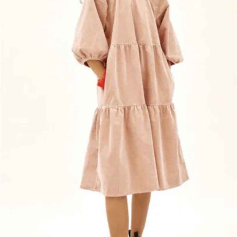 Everlane Womens Oversized The Tiered Corduroy Dress Puffy half Sleeve Small